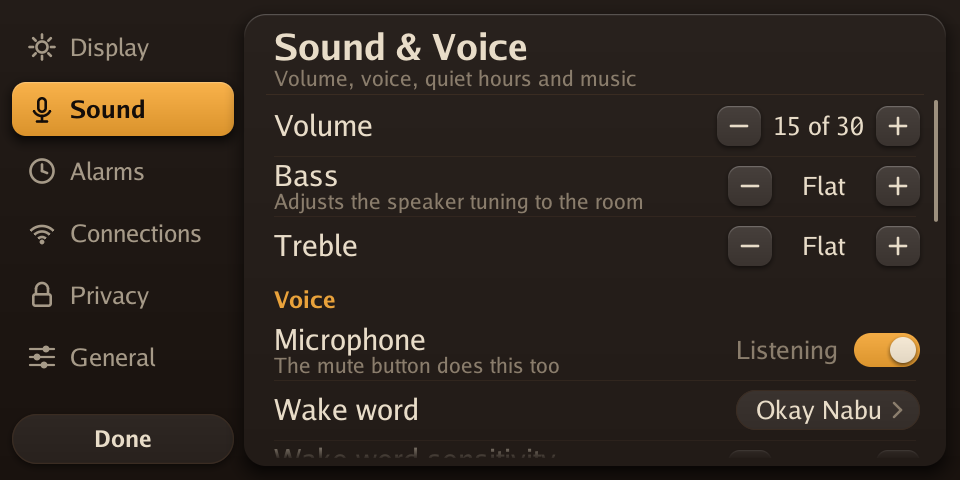Settings: Sound & Voice
