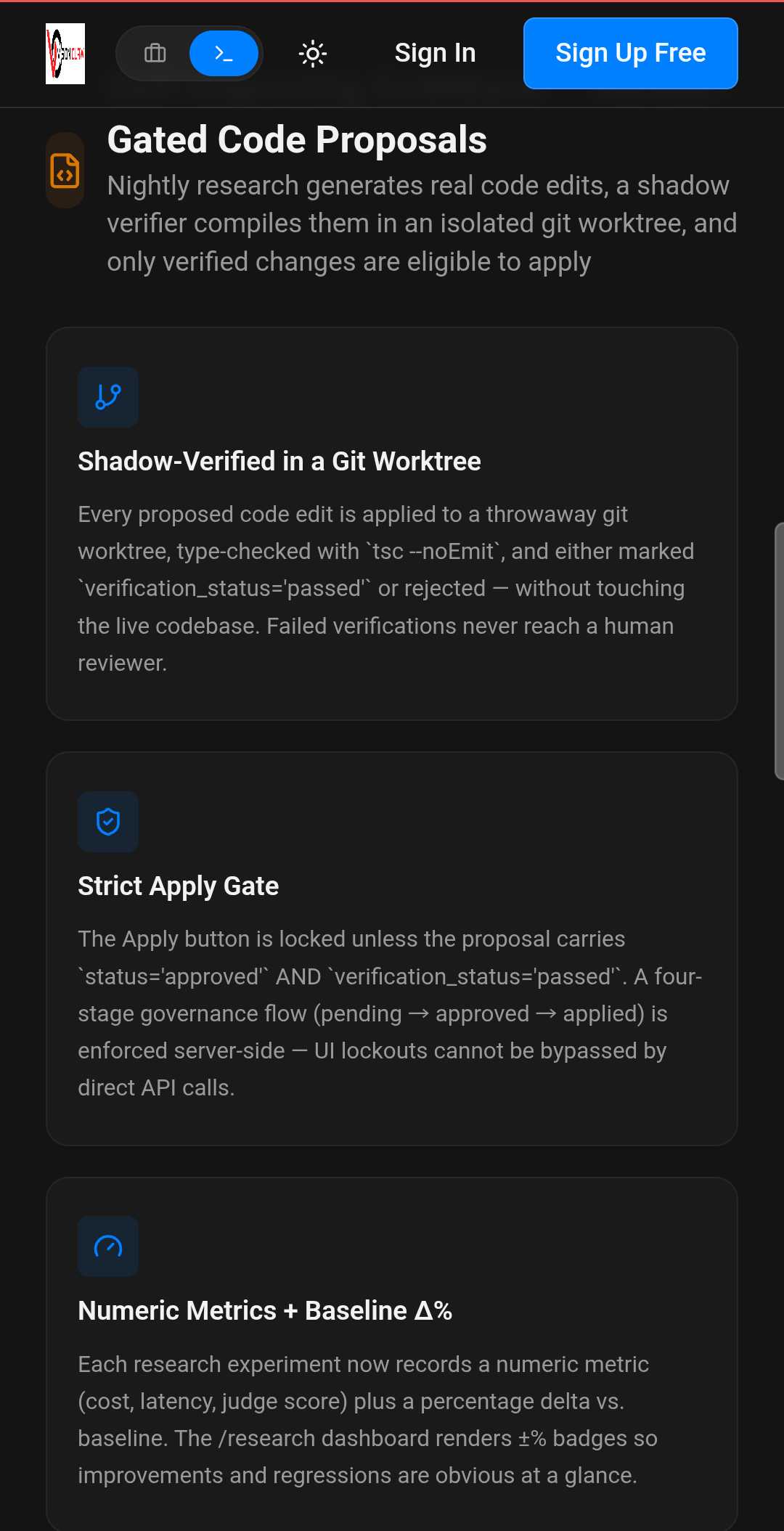 Gated Code Proposals โ shadow verifier in a git worktree