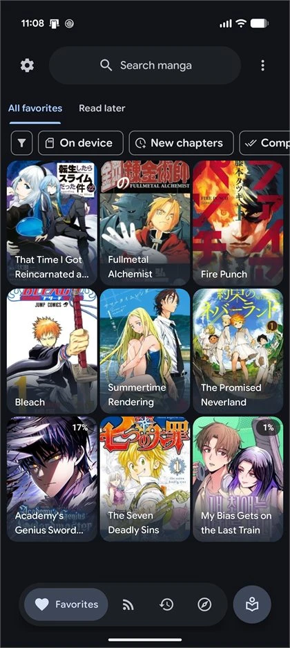 DropSauce favorites screen