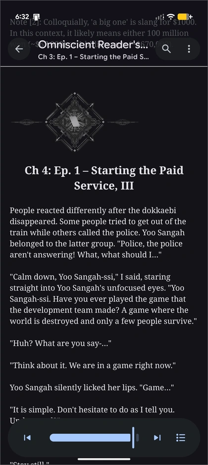 DropSauce novel reading screen