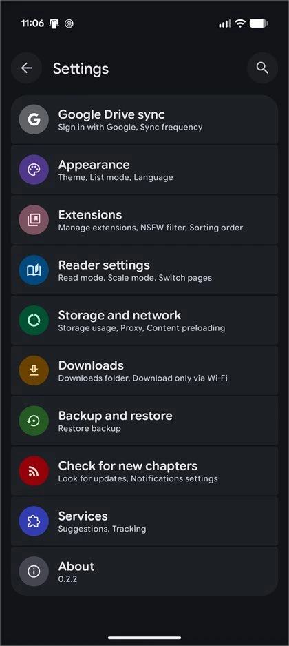 DropSauce settings screen