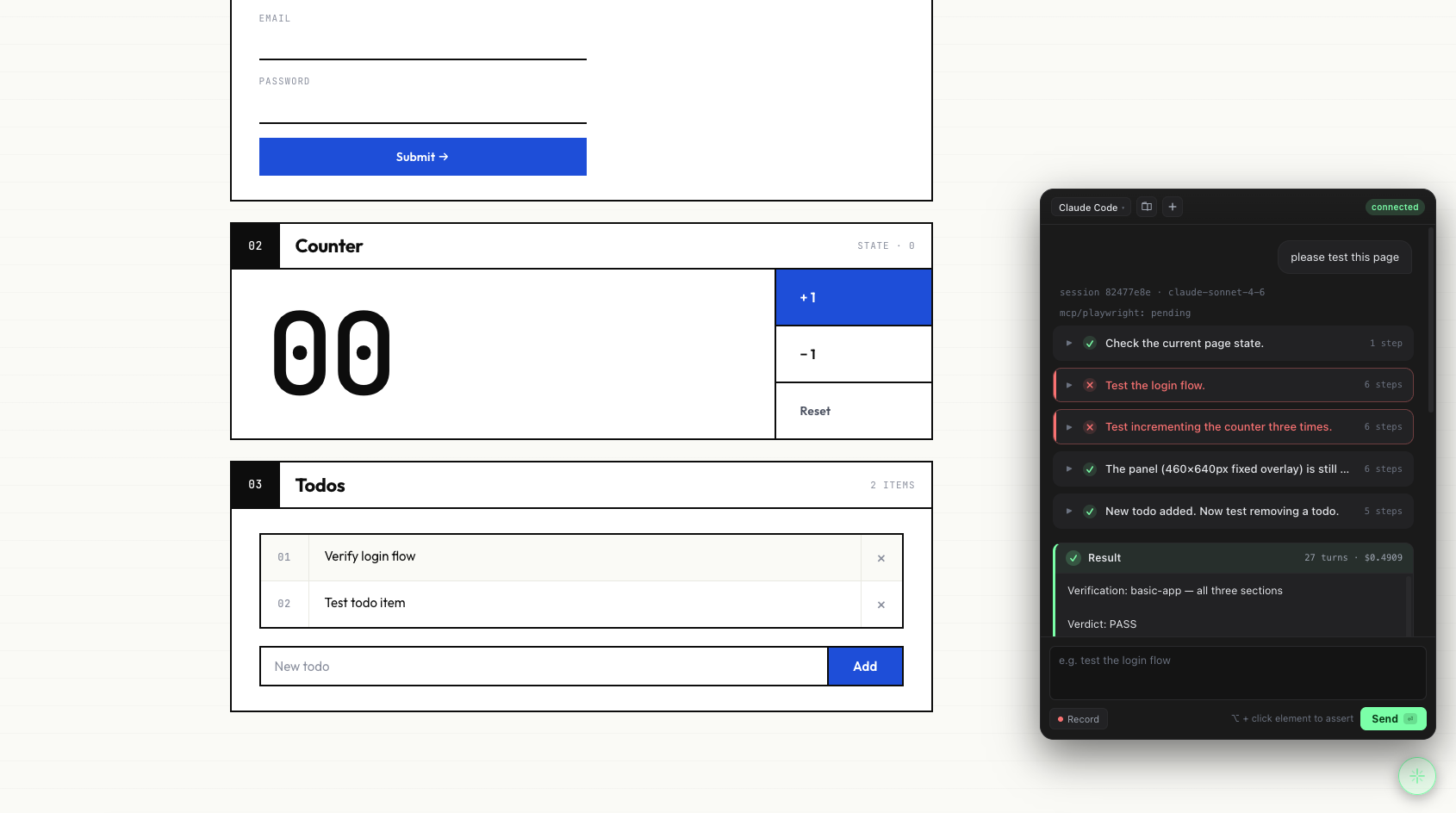 01 · basic-app — login + counter + todos