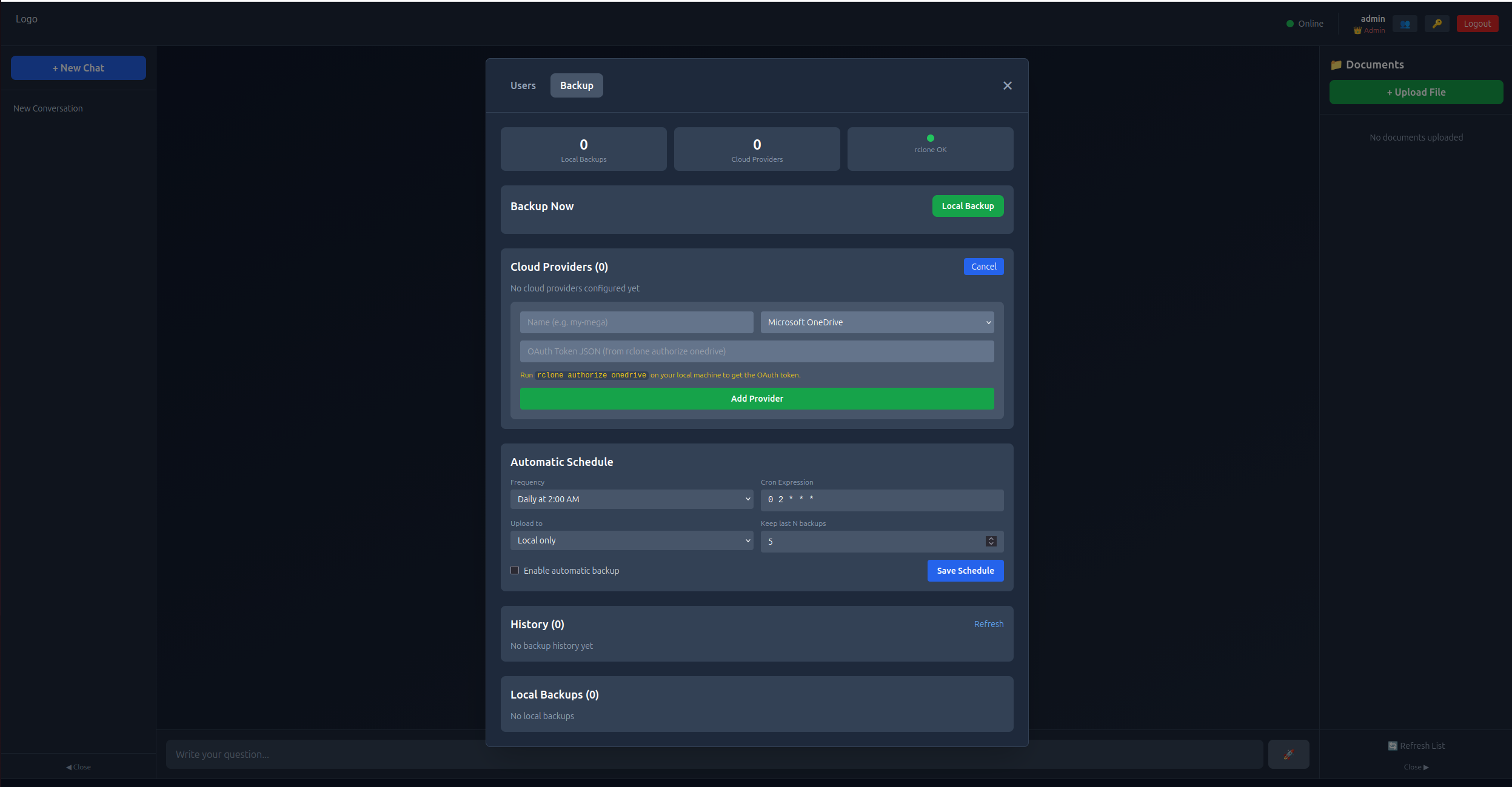 Backup Management Panel