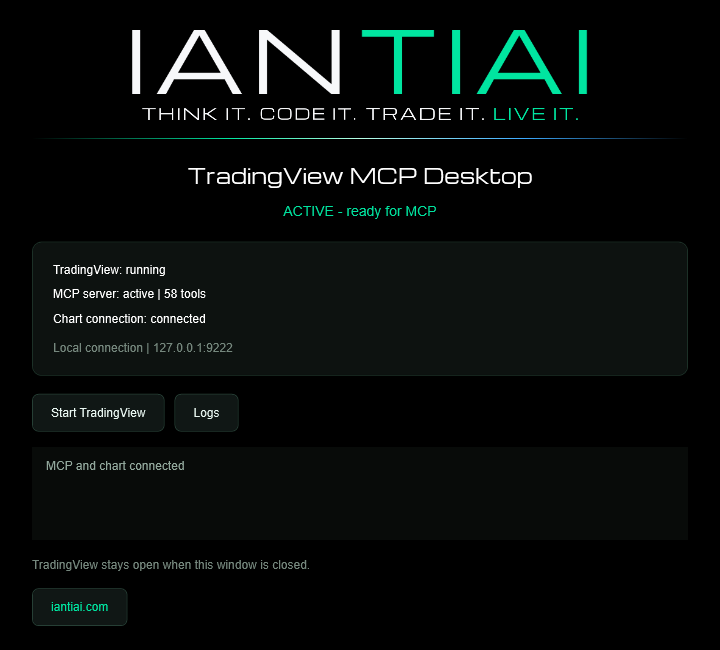 IANTIAI TradingView MCP Desktop dashboard