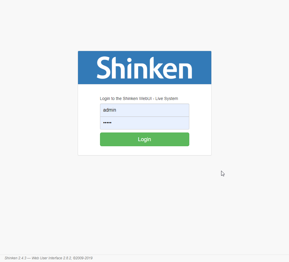 shinken webGUI login page