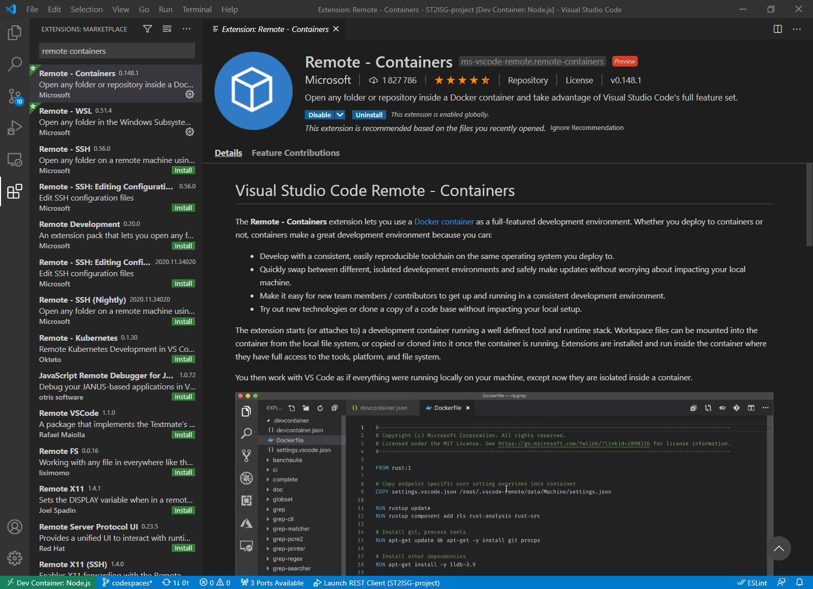 Install the Visual Studio Code Remote Containers extension