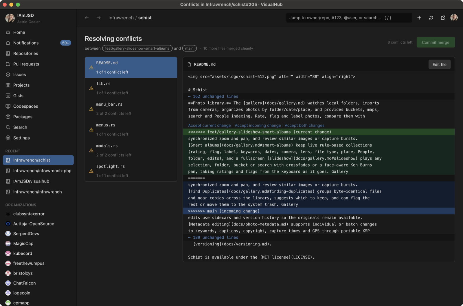 Conflict editor