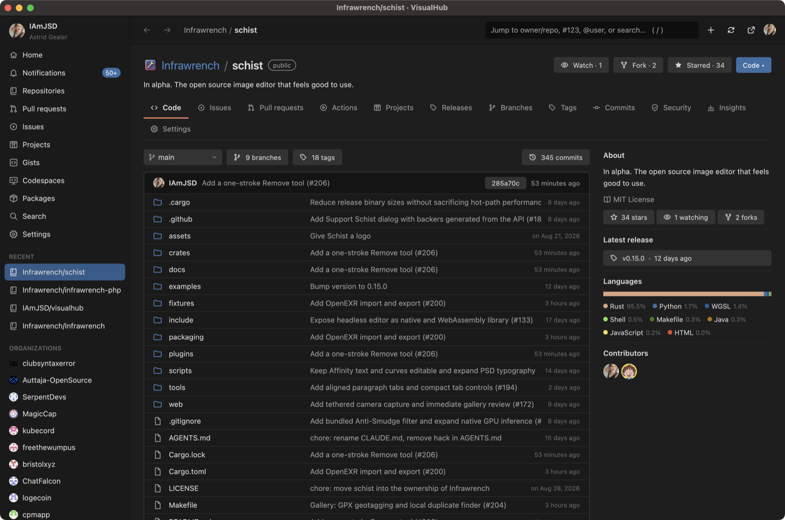A repository's Code tab