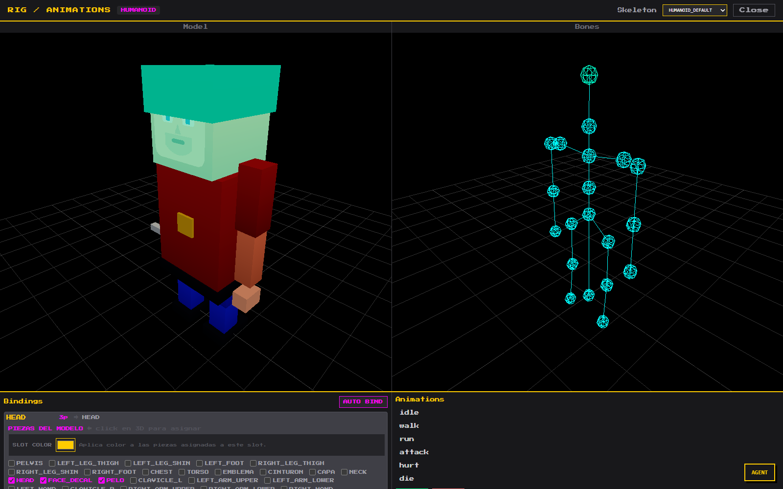 Humanoid rig panel