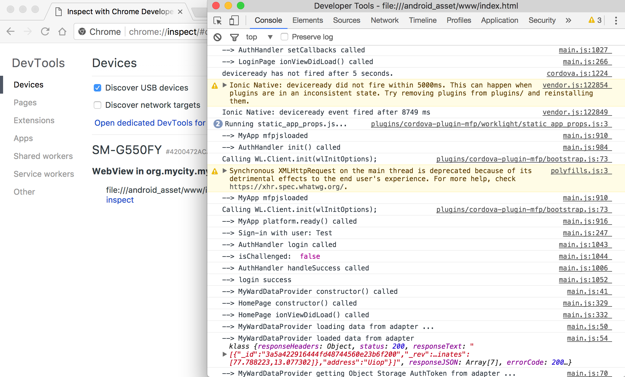 Debugging of Android app using Chrome Developer Tools