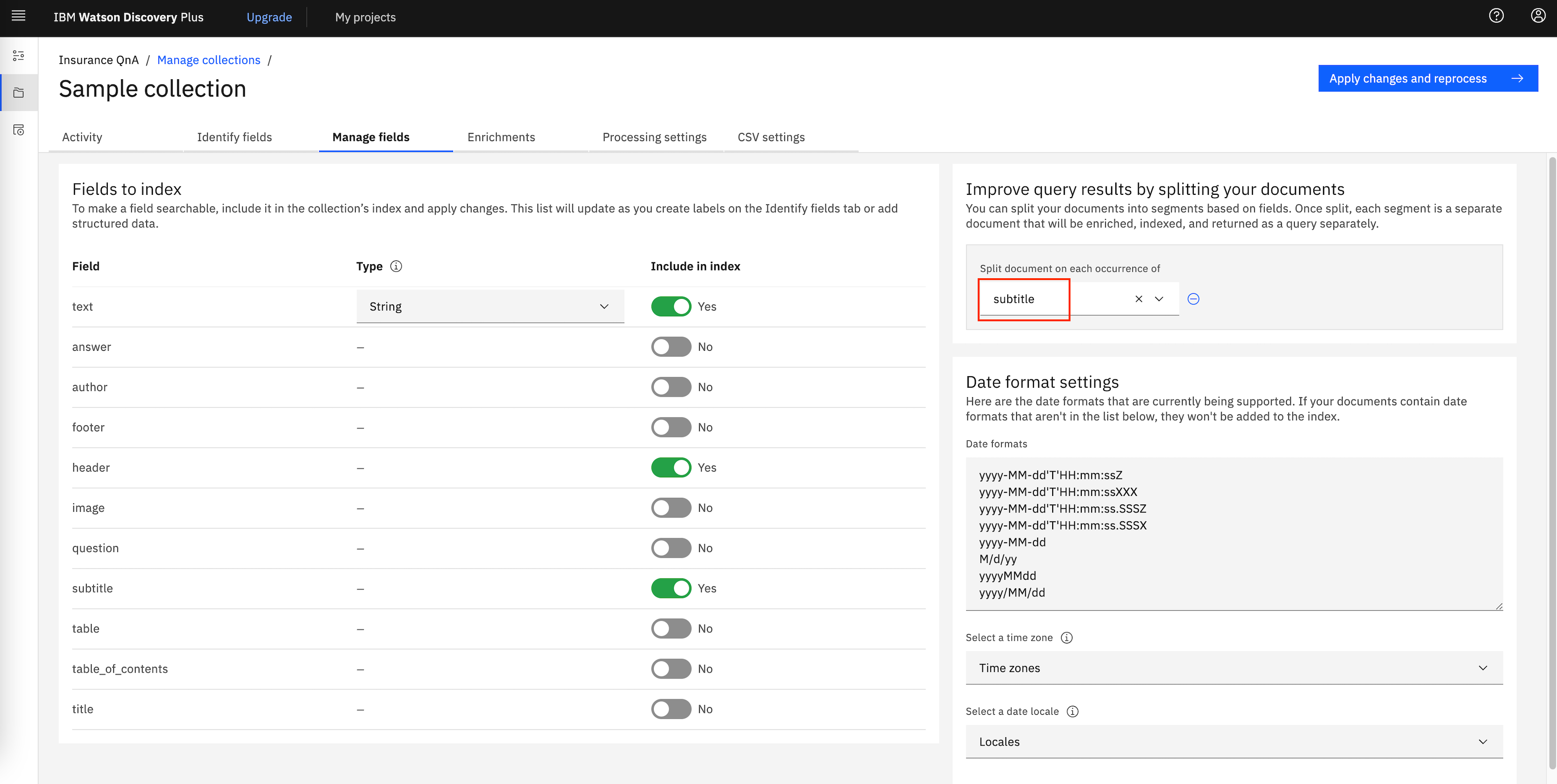 Manage Fields