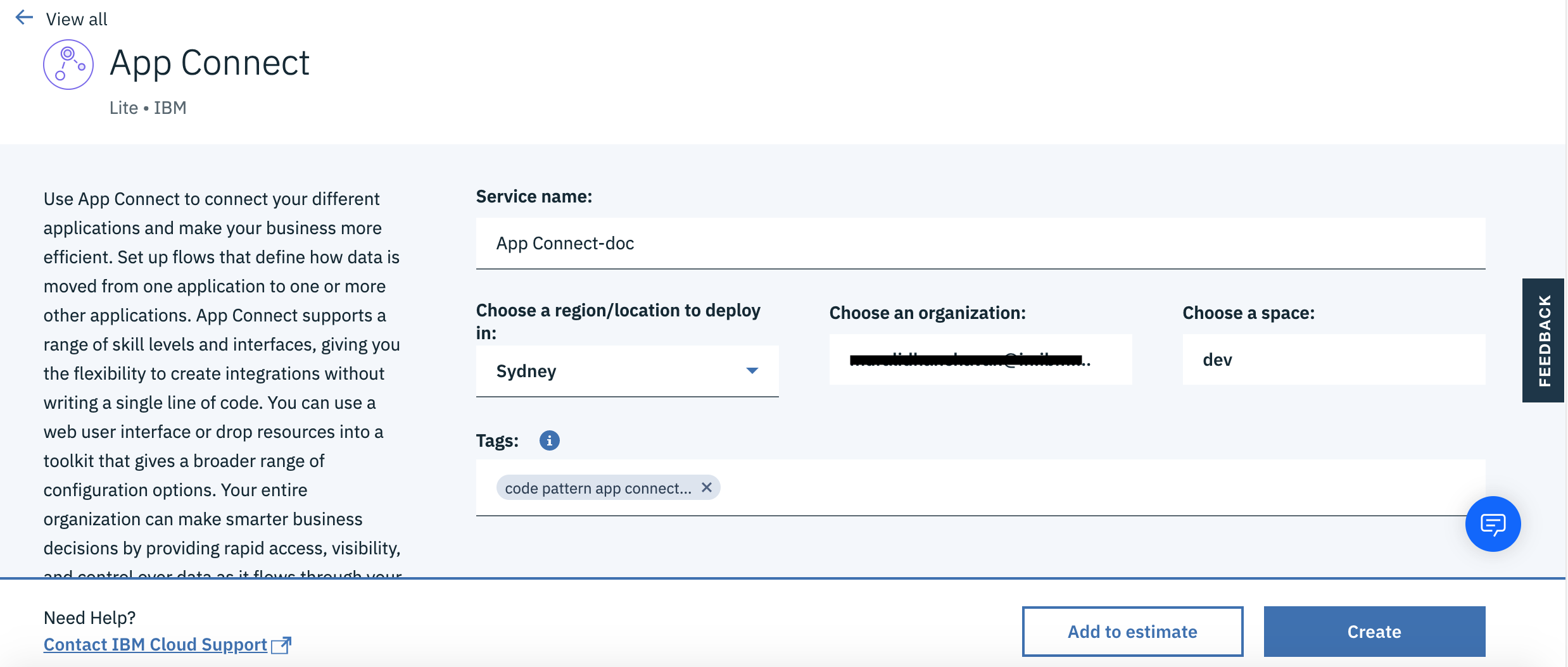 Create App Connect Instance