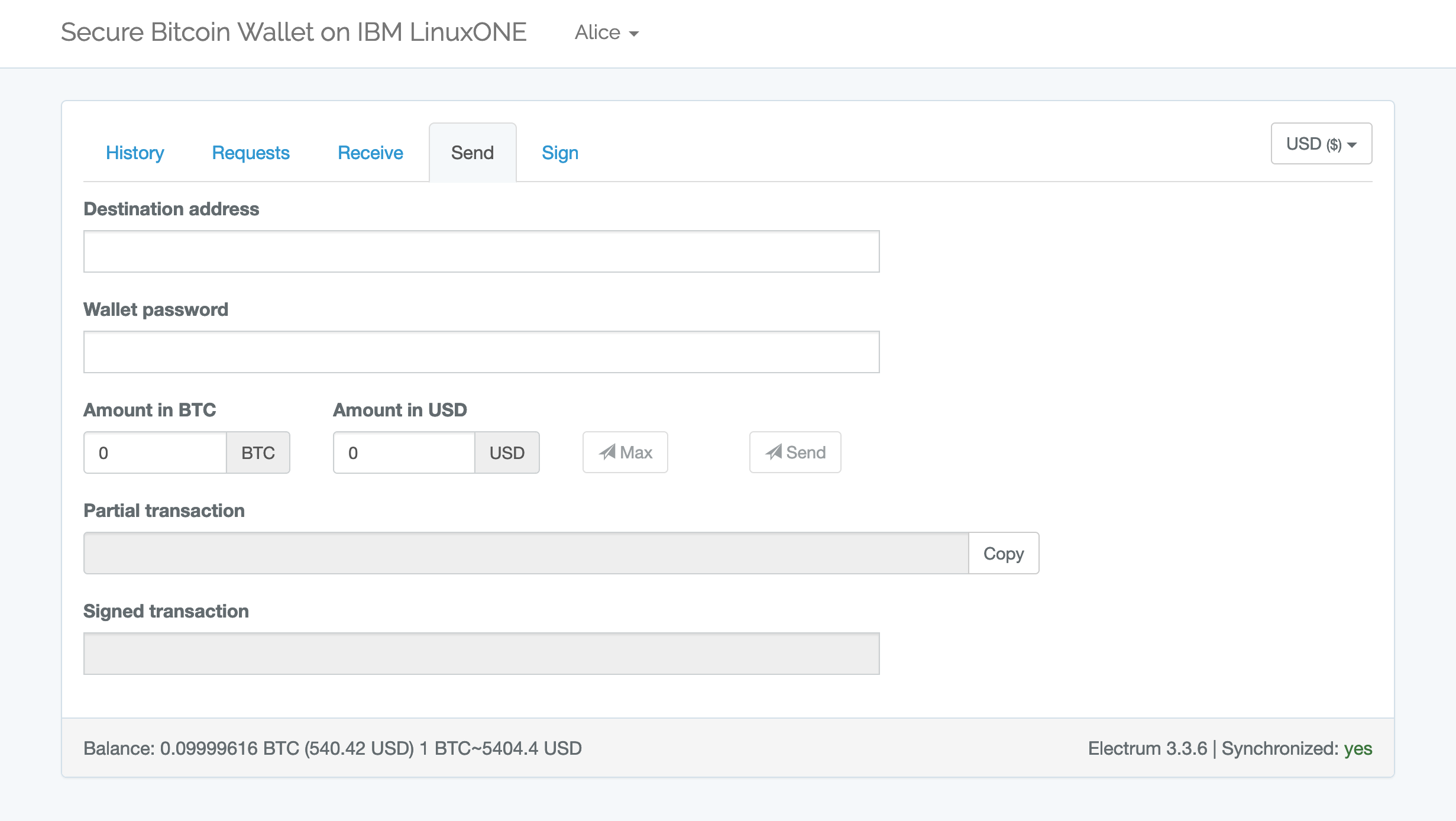 Secure Bitcoin Wallet on IBM LinuxONE