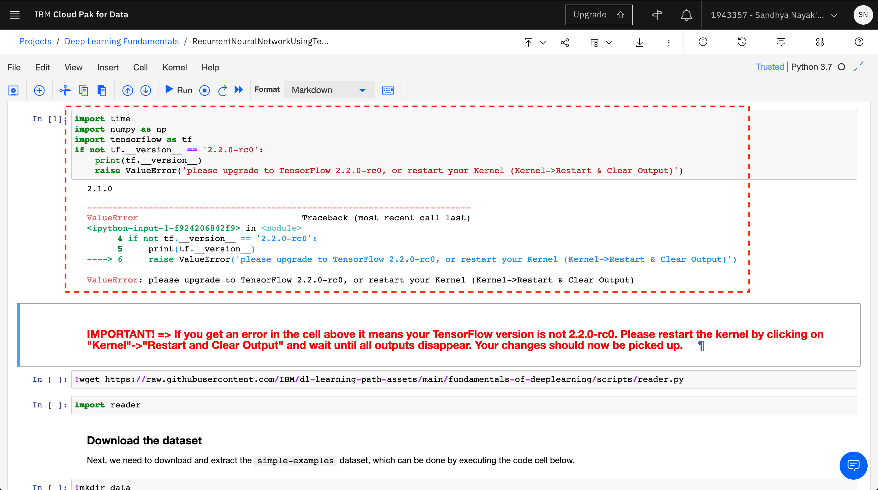 TensorFlow Version error