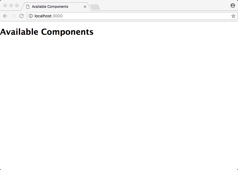 The webpage displaying (currently none of) the available web components