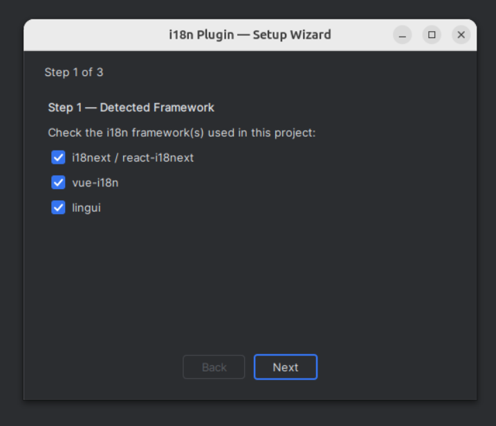 Setup Wizard step 1