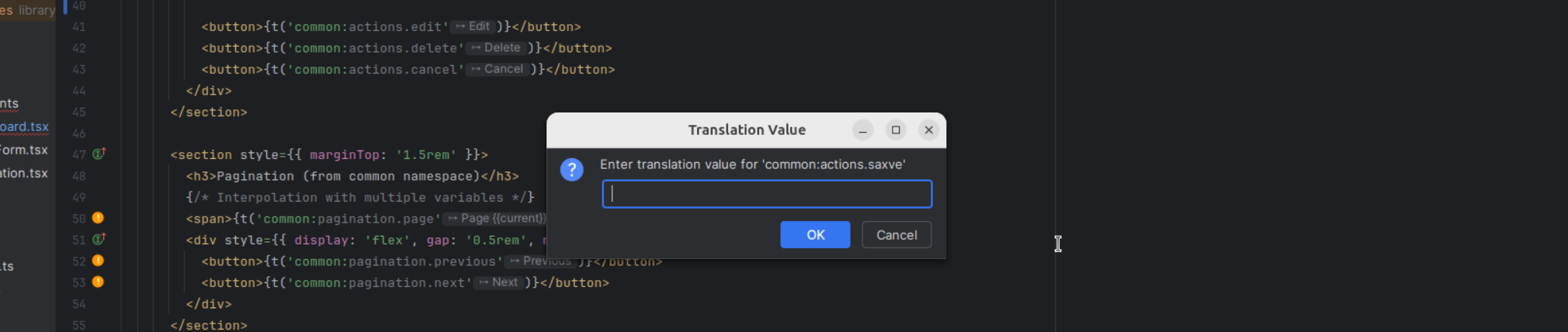 Extraction translation value