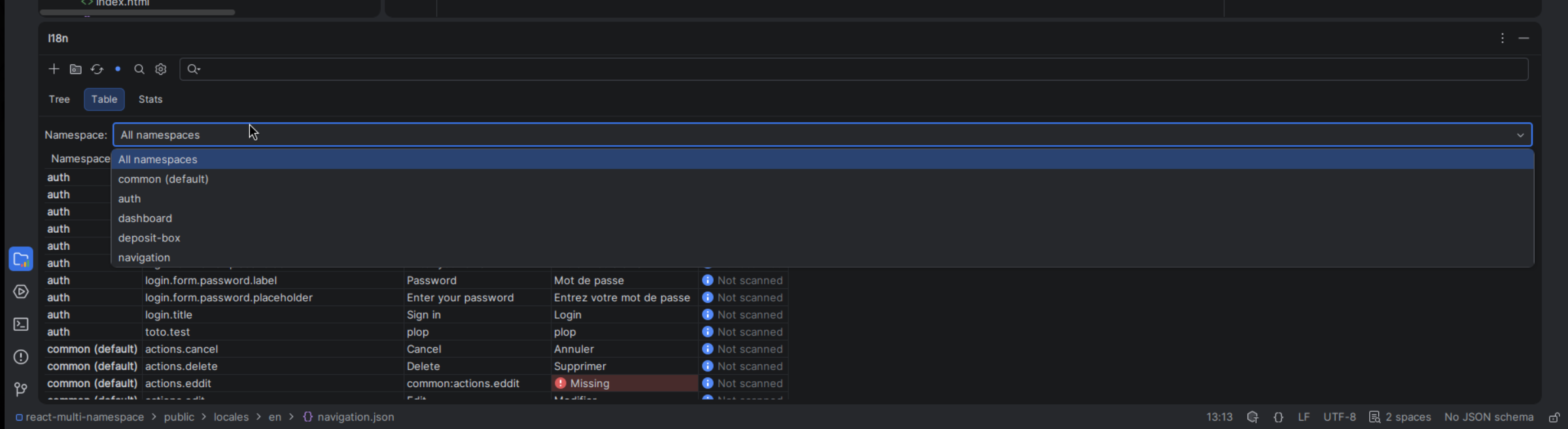Tool Window namespace filter