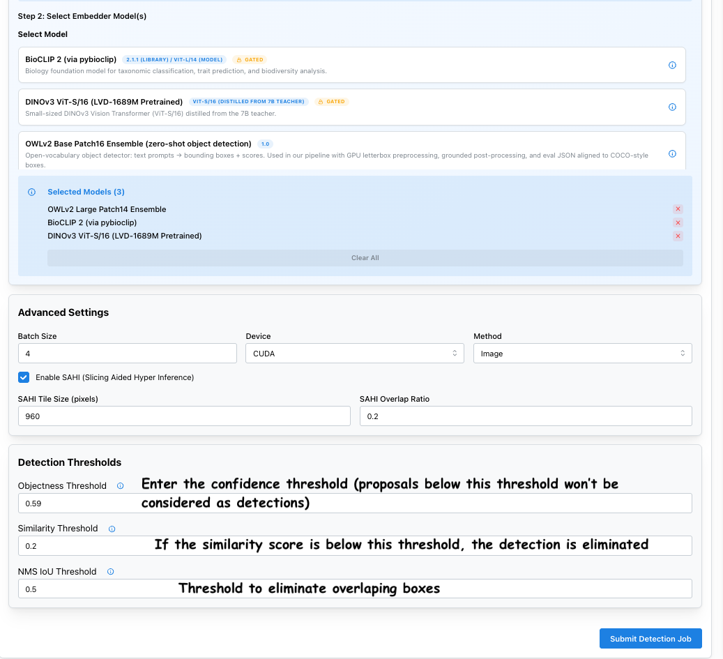 Configure Detection Job — Advanced