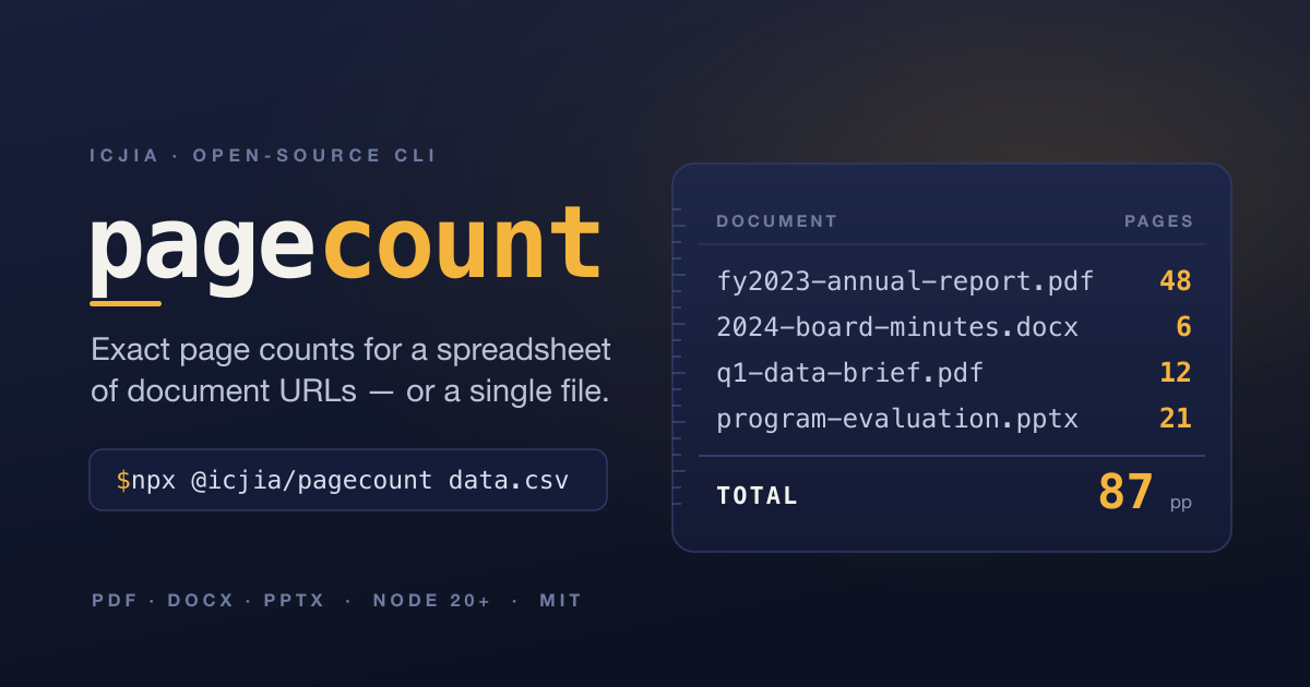 pagecount — exact page counts for a spreadsheet of document URLs, or a single file