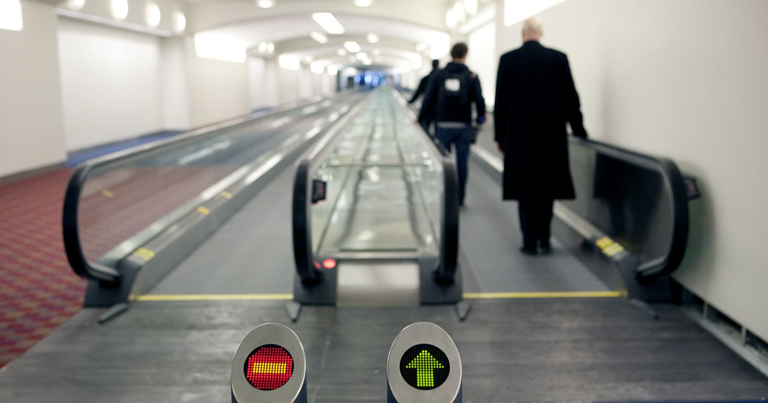 Moving walkway in an airport