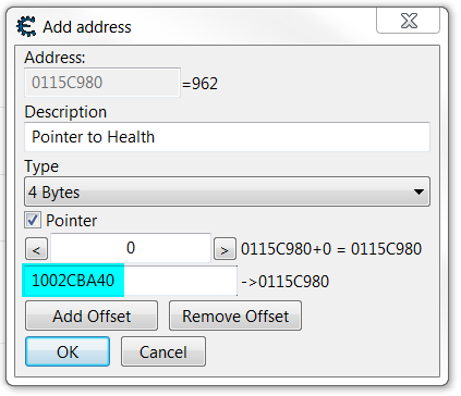 Add Pointer Address manually