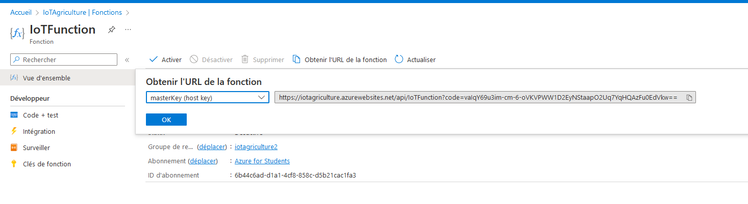 Azure function URL