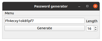 Password generator main window