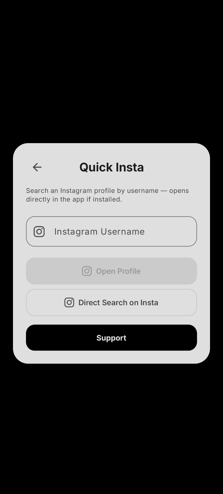 Quick Instagram Screen