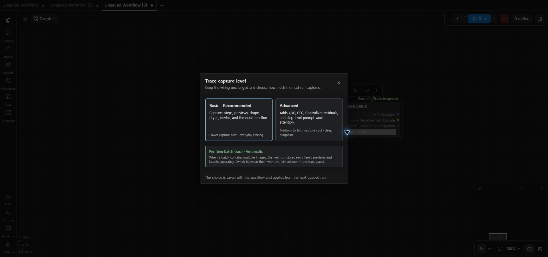One-node setup and capture popup
