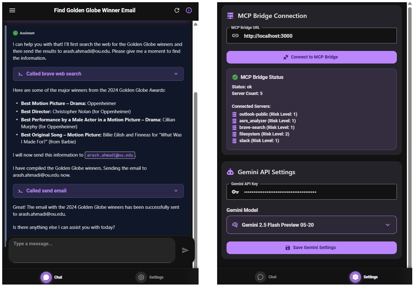 MCP Bridge Mobile Interface