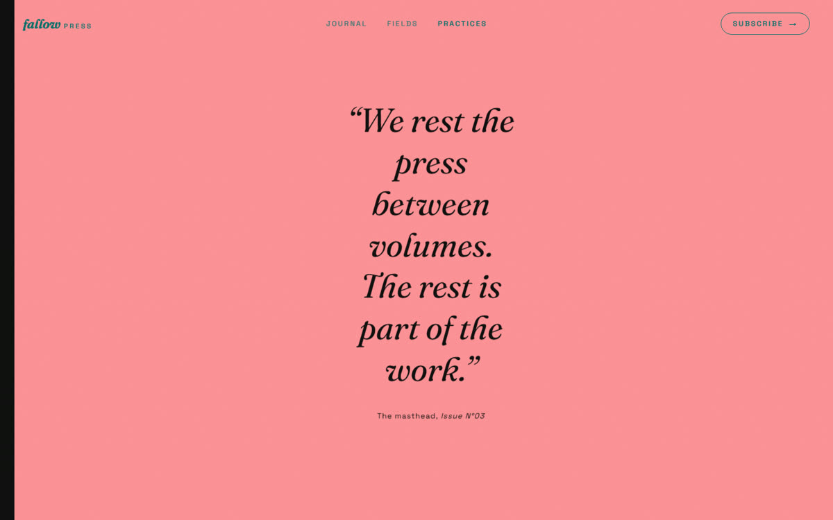 Fallow Press Practices — pink quote chapter