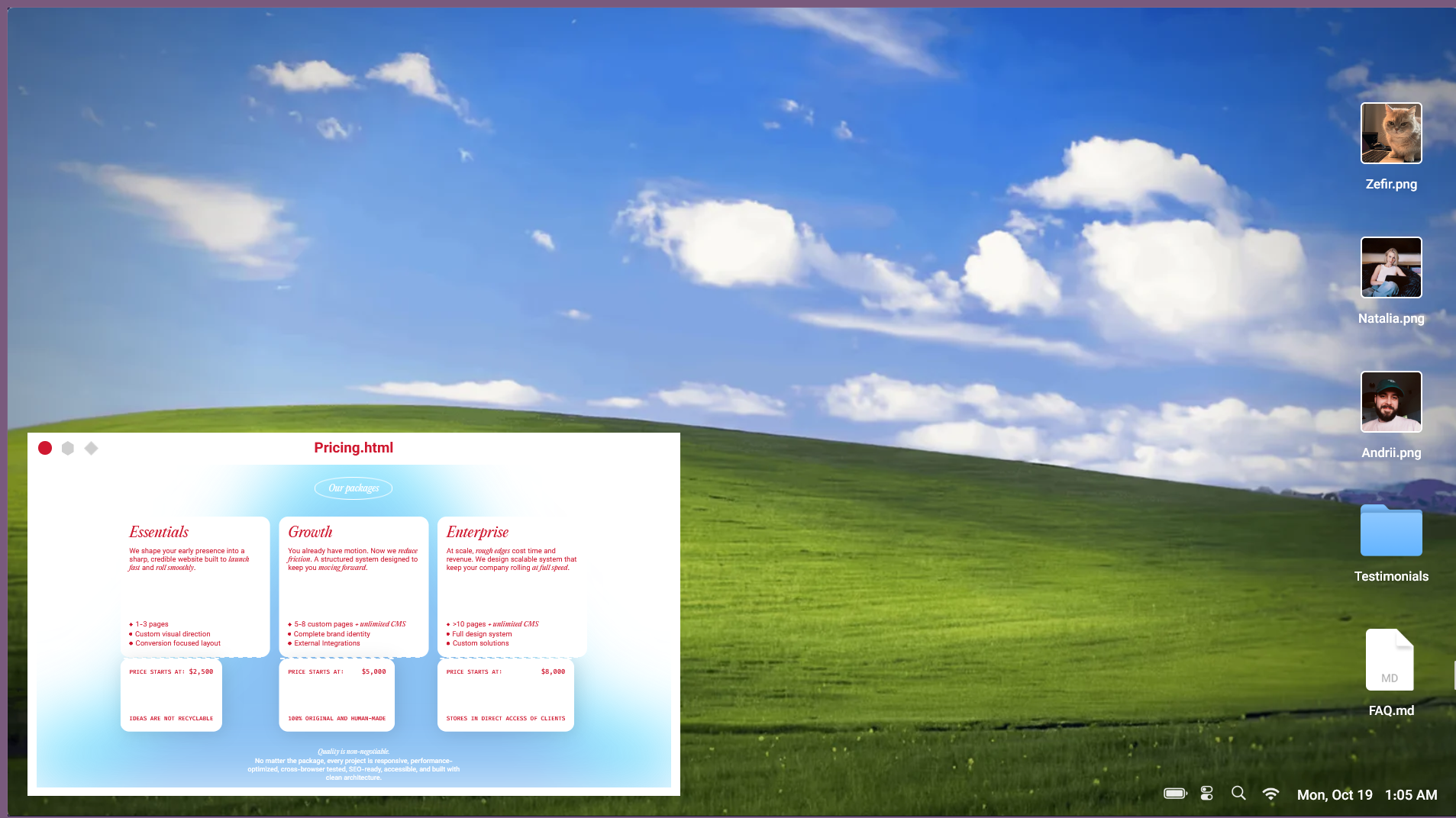 NEUTOMNI rehost — desktop with the Pricing.html window