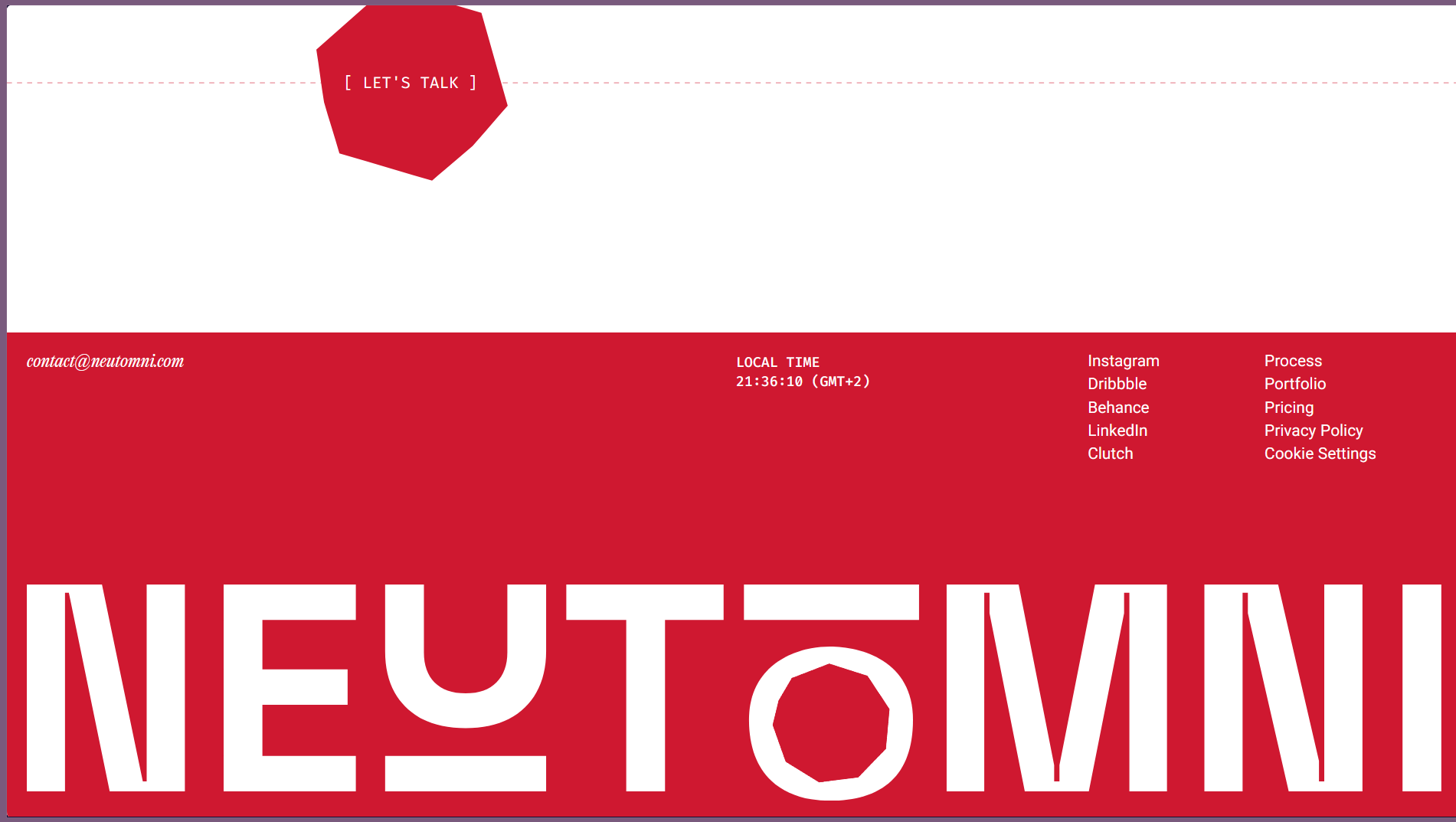 NEUTOMNI rehost — red footer with contact and wordmark