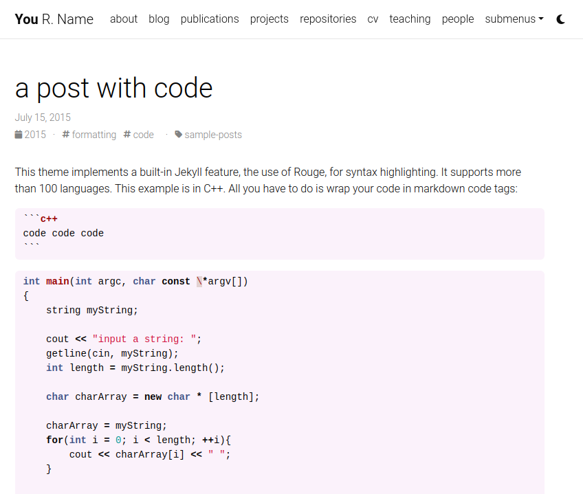 example of post with code