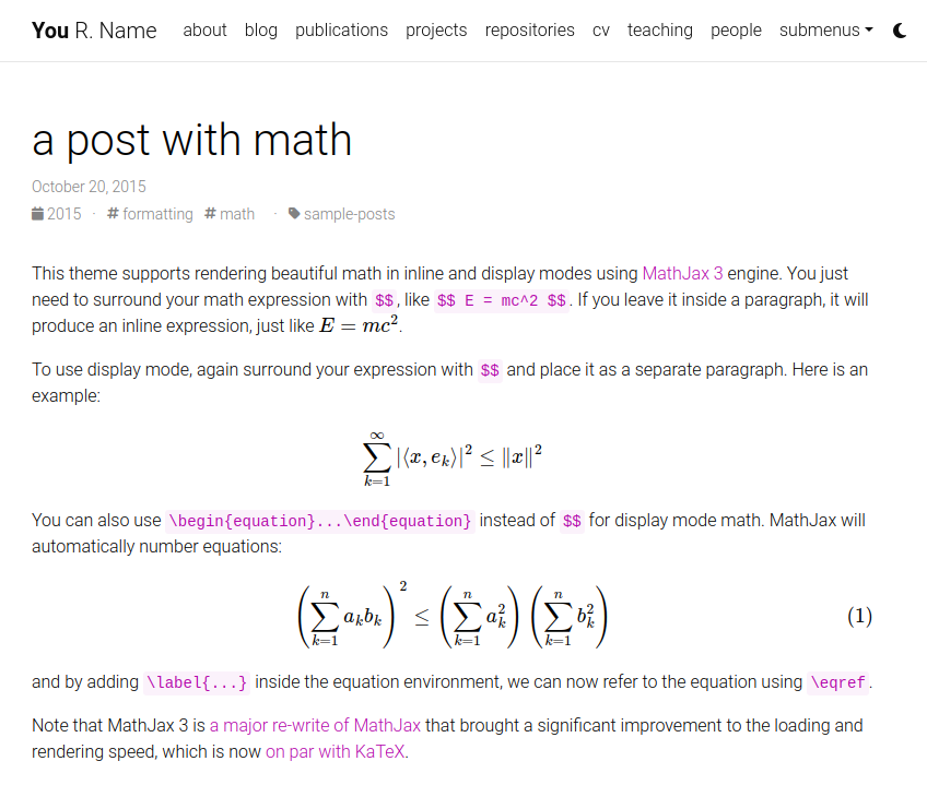 example of post with math