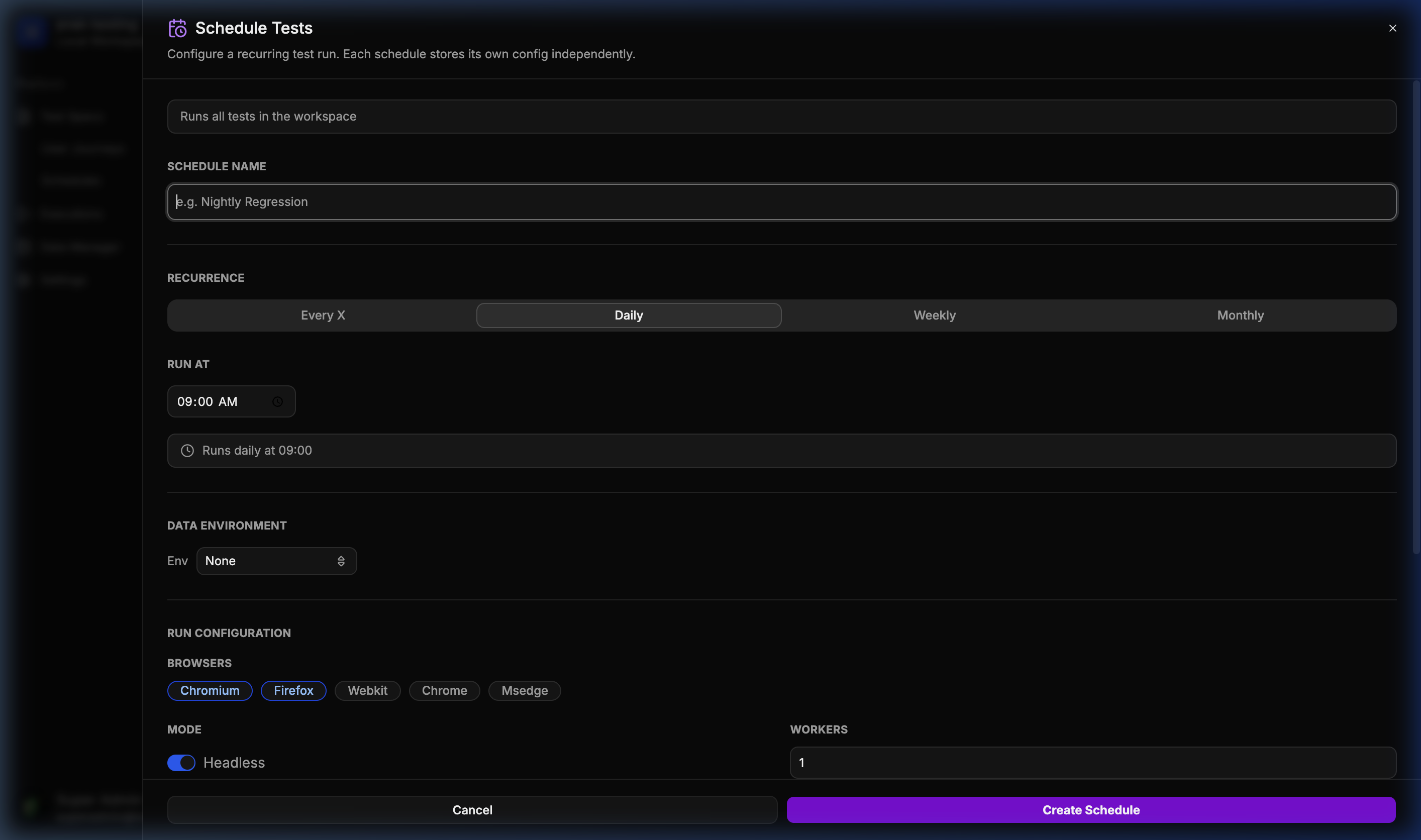 Schedule Dialog