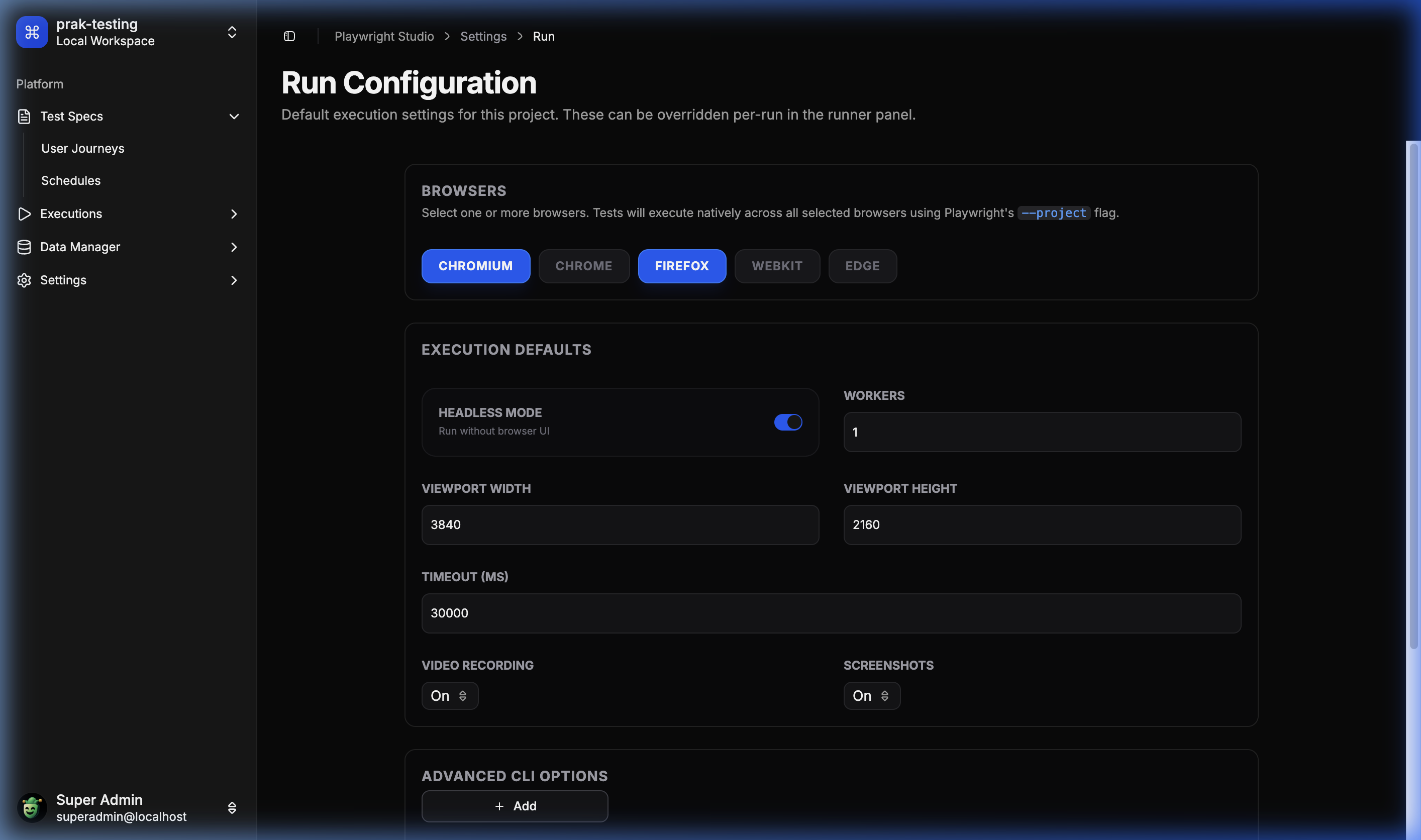 Settings Configuration