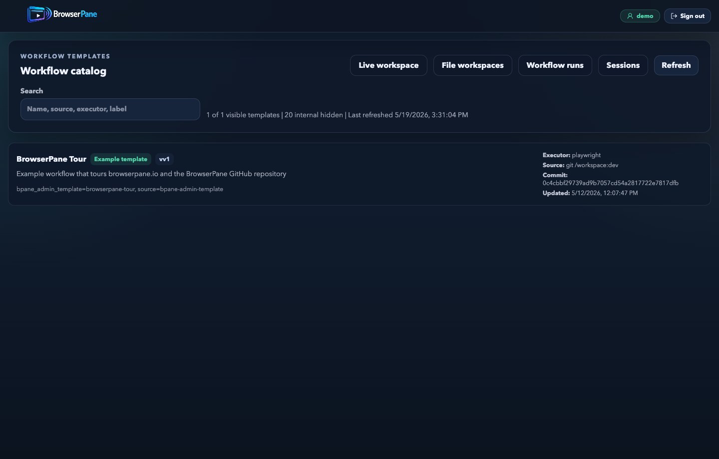 Slide 2: BrowserPane admin workflow catalog
