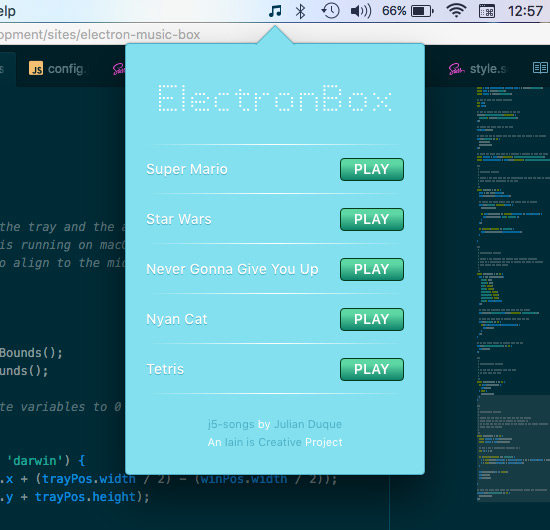 Screenshot of the Electron application.