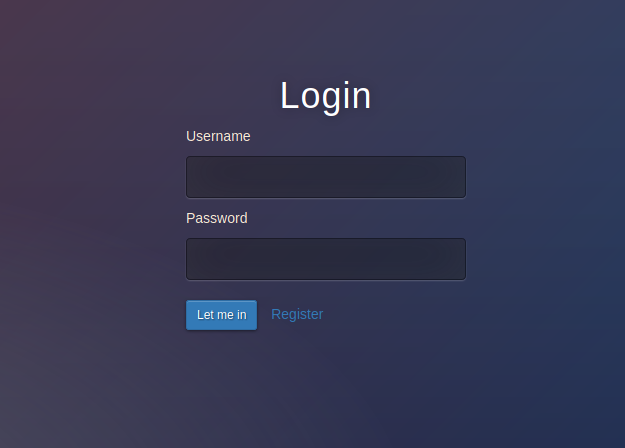 Login screen