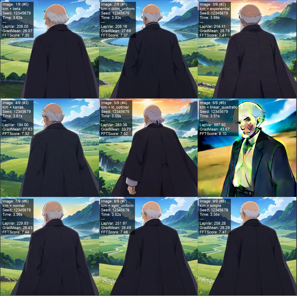 generations for LCM sampler and all schedulers