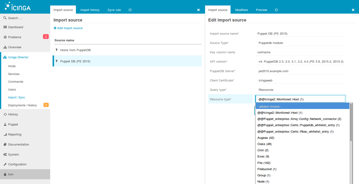 Icinga Director PuppetDB import