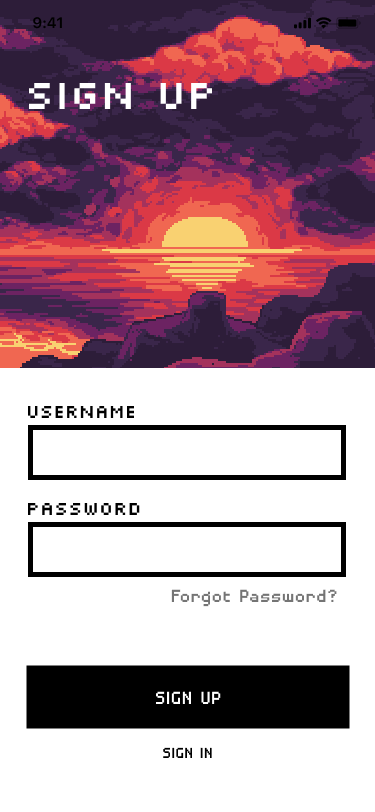 sign-up screen