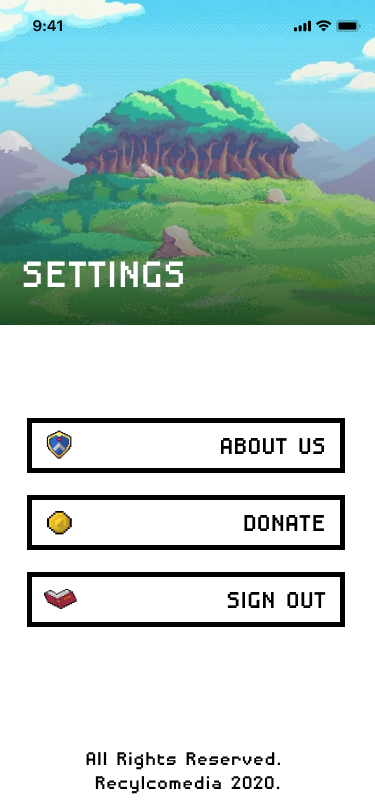 settings screen