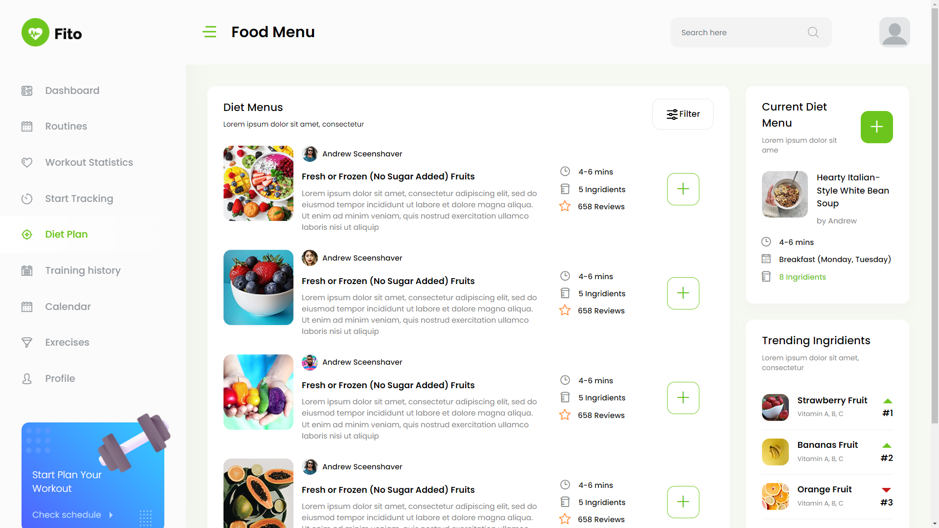 Food Menu screenshot