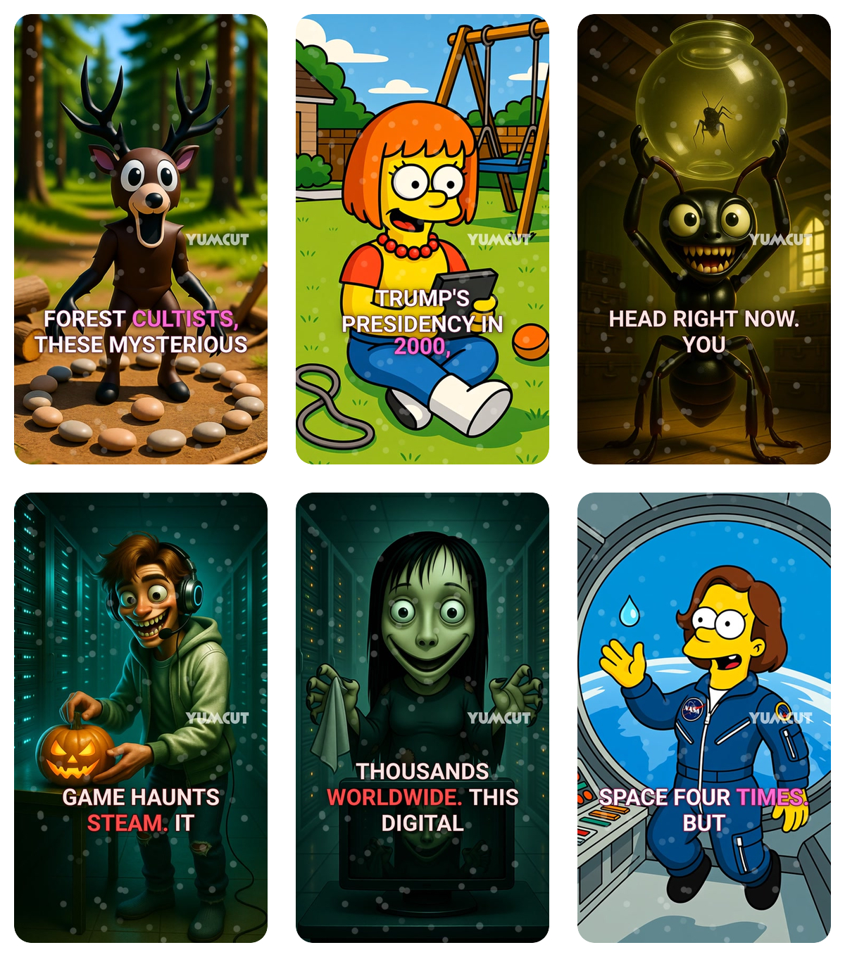 Possible videos generated (3x3 collage)