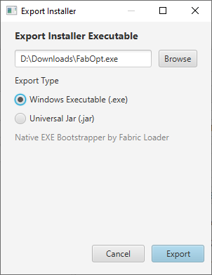 Export window