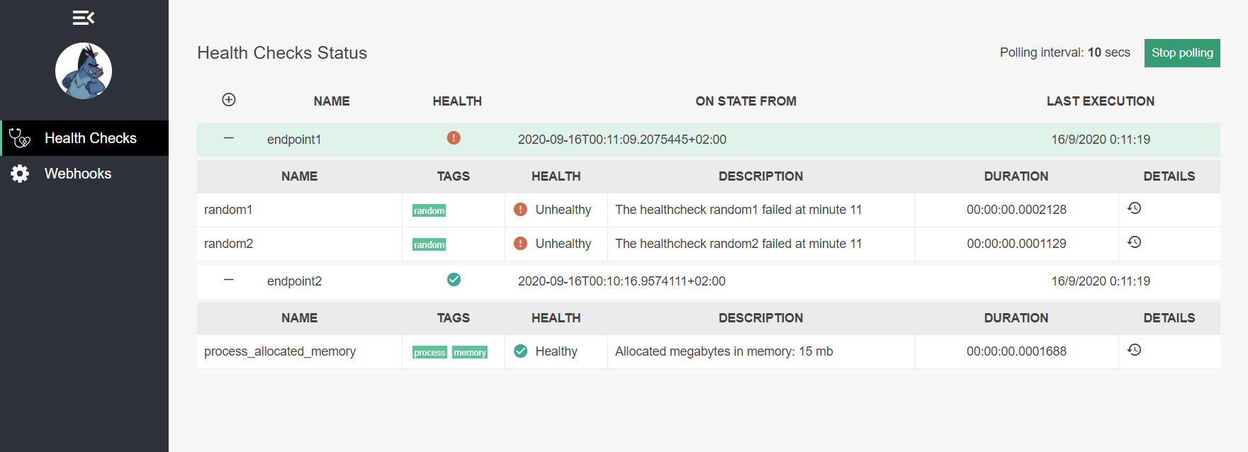 HealthChecksUI