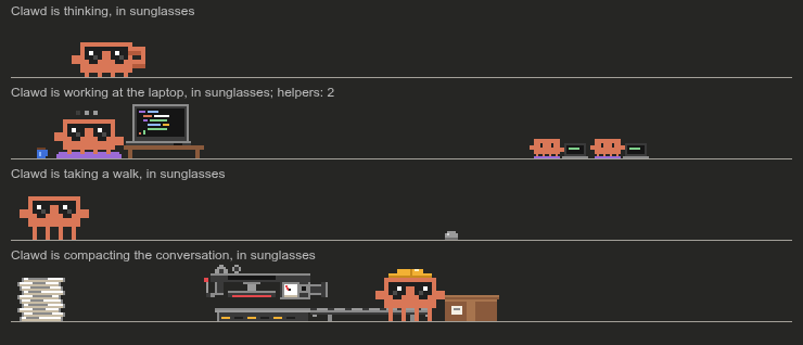 Clawd in ultra mode, dark theme